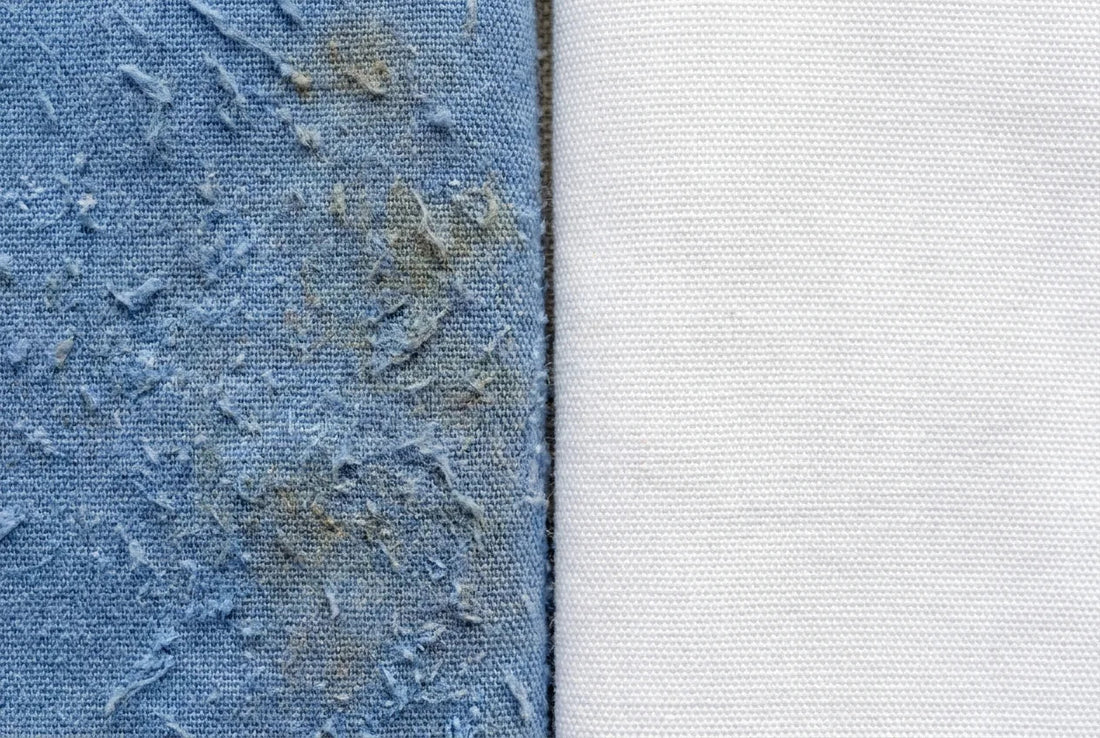 Close-up fabric comparison cheap vs premium scrub fabric texture
