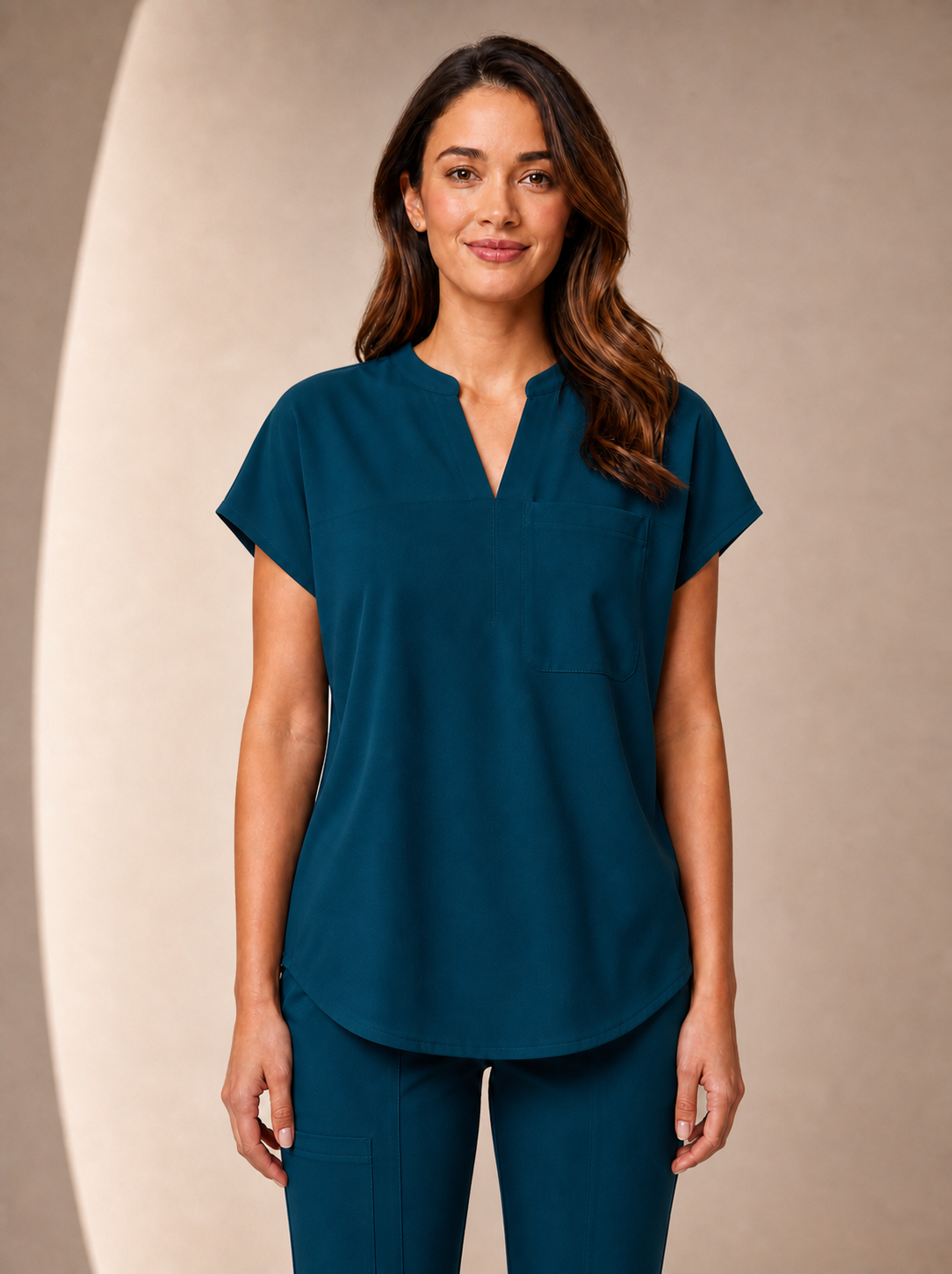 Women's Aegis Diamond Neckline Scrub Top - Air FlexPeacock Blue