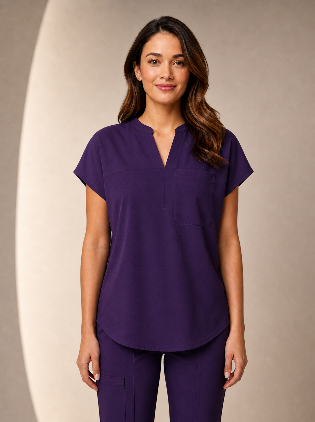 Women's Aegis Diamond Neckline Scrub Top - Shield Weave Purple