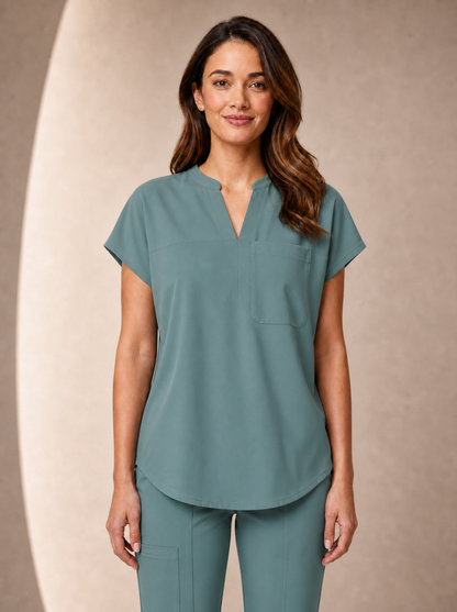 Women's Aegis Diamond Neckline Scrub Top - Air FlexLight Pine Green