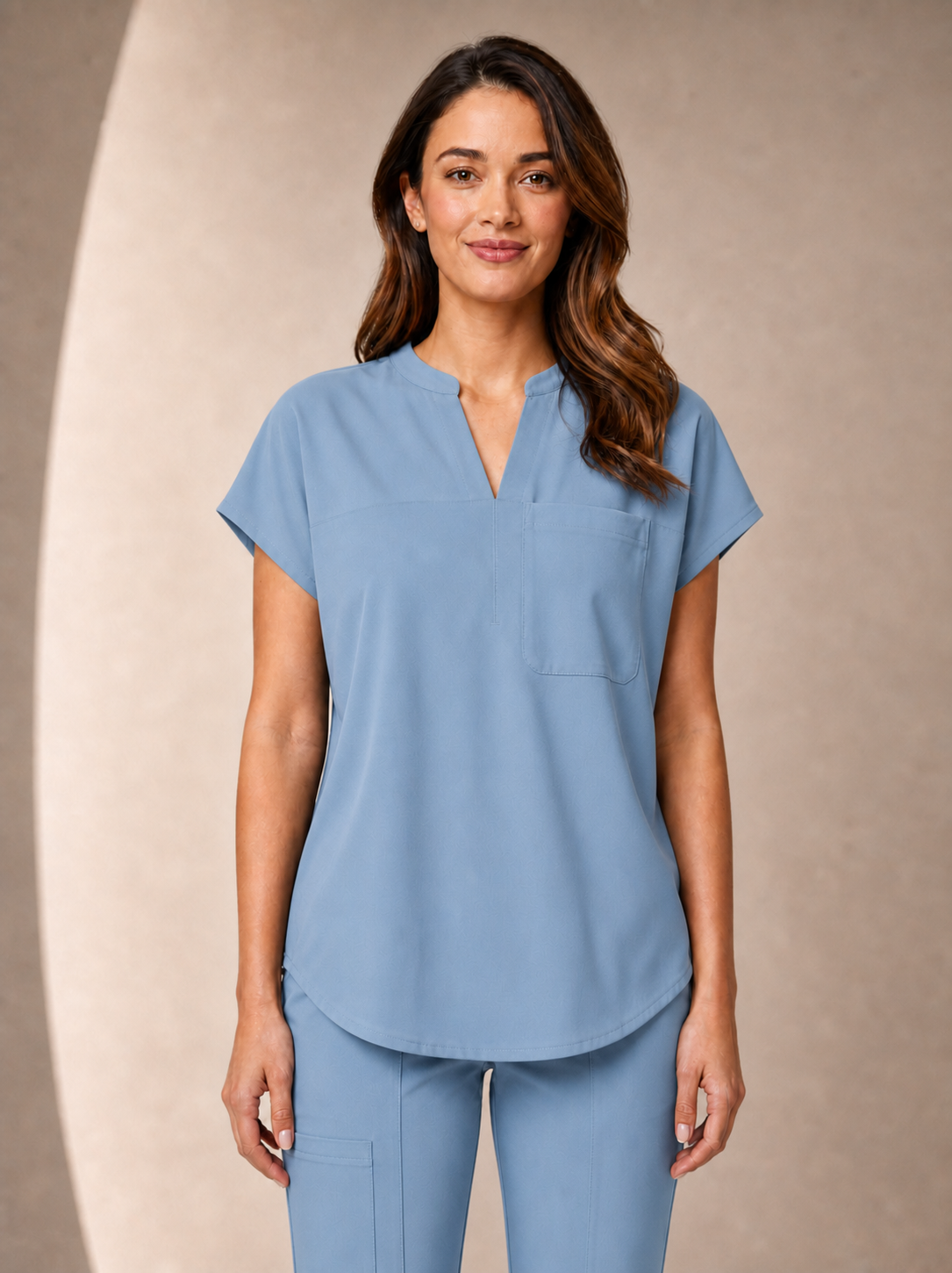Women's Aegis Diamond Neckline Scrub Top - Air Flex Heavy Steel Blue