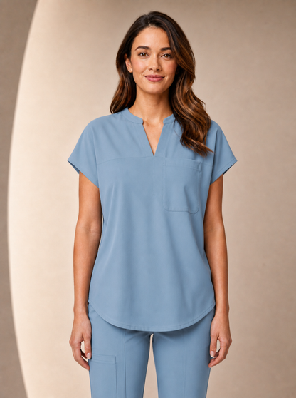 Women's Aegis Diamond Neckline Scrub Top - Air Flex Heavy Air Force Blue