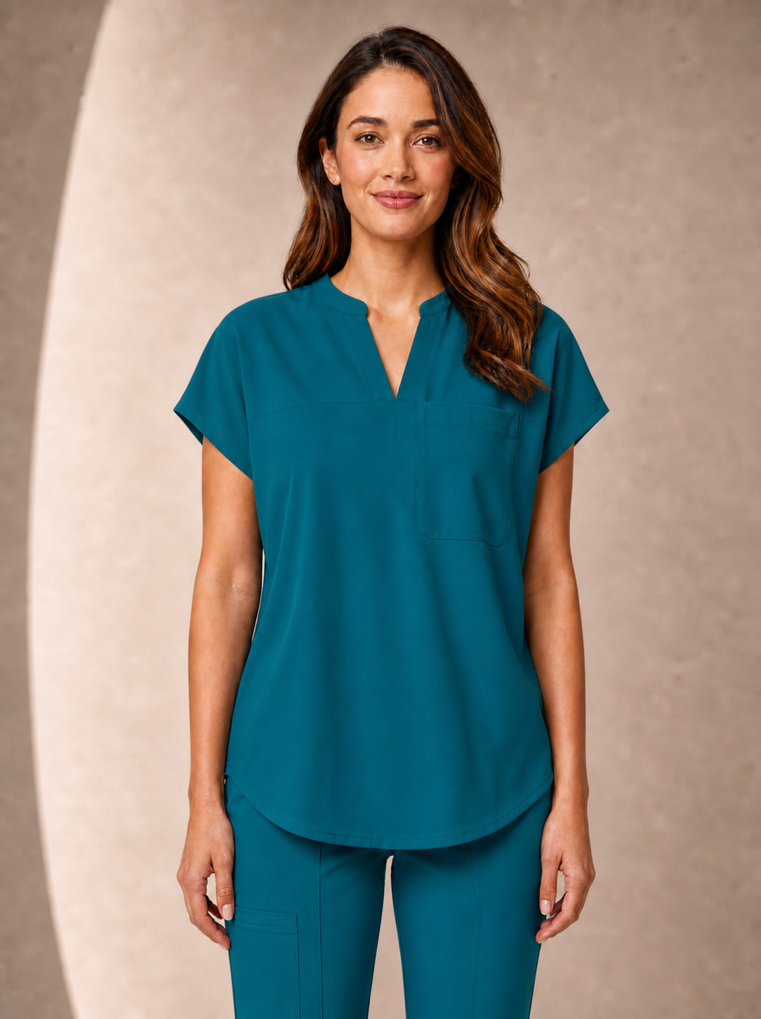Women's Aegis Diamond Neckline Scrub Top - Air Flex Heavy Lake Blue