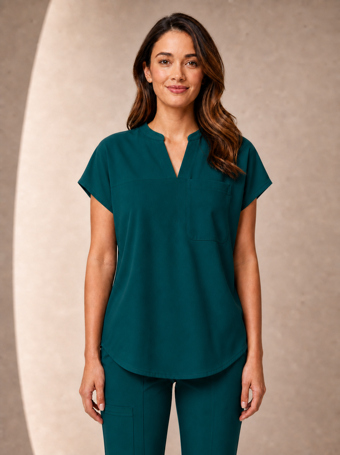 Women's Aegis Diamond Neckline Scrub Top - Air Flex Heavy Grass Green