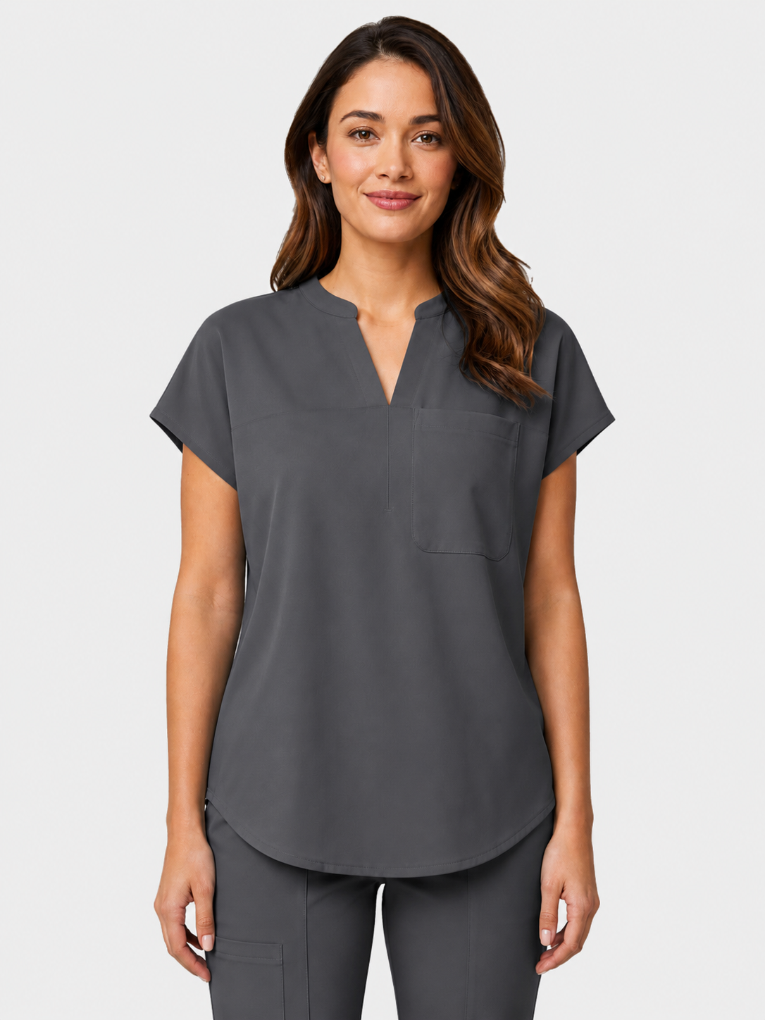 Women's Aegis Diamond Neckline Scrub Top - Air Flex Heavy Gray