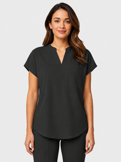 Women's Aegis Diamond Neckline Scrub Top - Air Flex Heavy Black