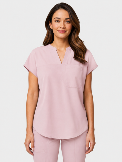 Women's Aegis Diamond Neckline Scrub Top - Cotton Flex Light Pink