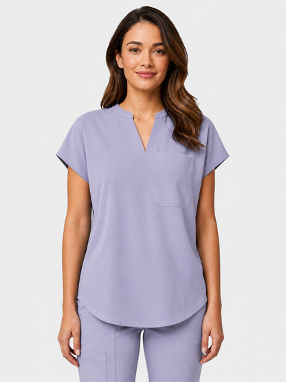 Women's Aegis Diamond Neckline Scrub Top - Cotton Flex Light Purple