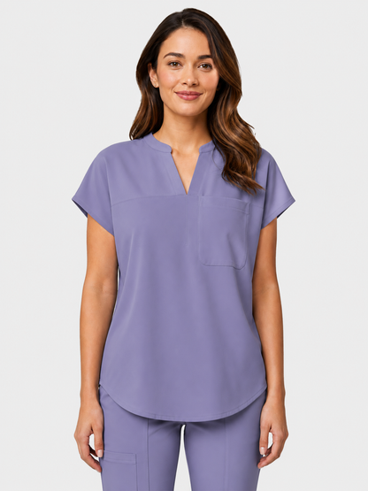 Women's Aegis Diamond Neckline Scrub Top - Cotton Flex Lilac