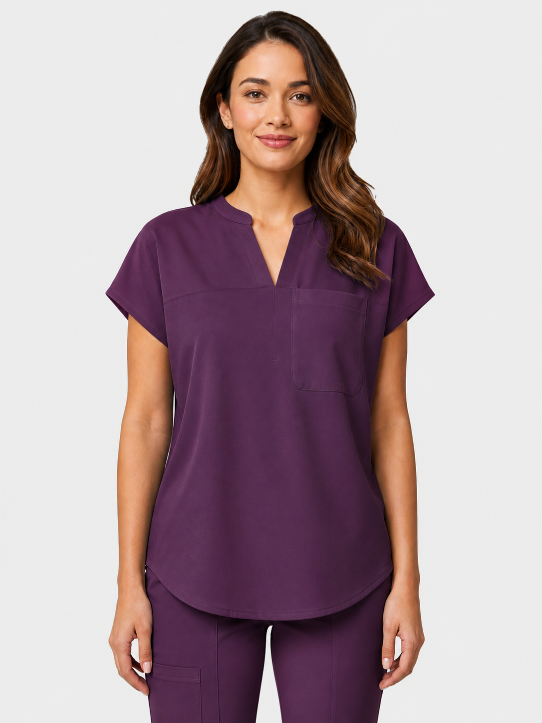 Women's Aegis Diamond Neckline Scrub Top - Cotton Flex Purple
