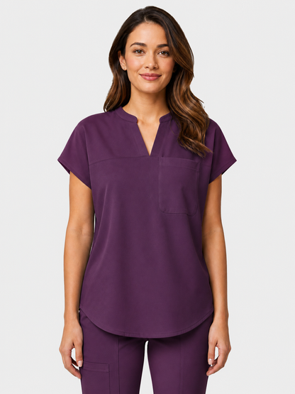 Women's Aegis Diamond Neckline Scrub Top - Cotton Flex Purple
