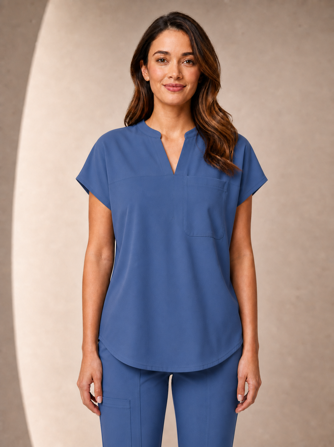 Women's Aegis Diamond Neckline Scrub Top - Shield Weave Bright Blue