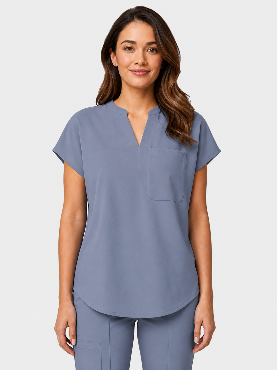 Women's Aegis Diamond Neckline Scrub Top - Cotton Flex Grayish Blue