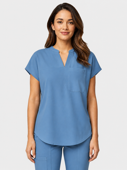 Women's Aegis Diamond Neckline Scrub Top - Cotton Flex Sky Blue