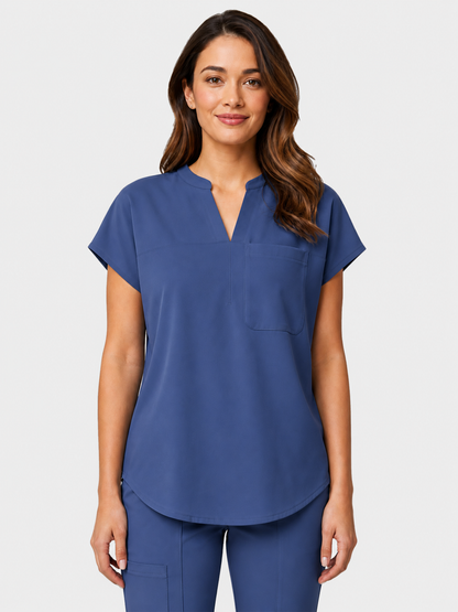 Women's Aegis Diamond Neckline Scrub Top - Cotton Flex Blue Violet