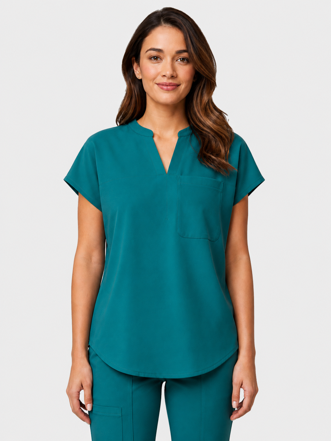 Women's Aegis Diamond Neckline Scrub Top - Cotton Flex Lake Blue