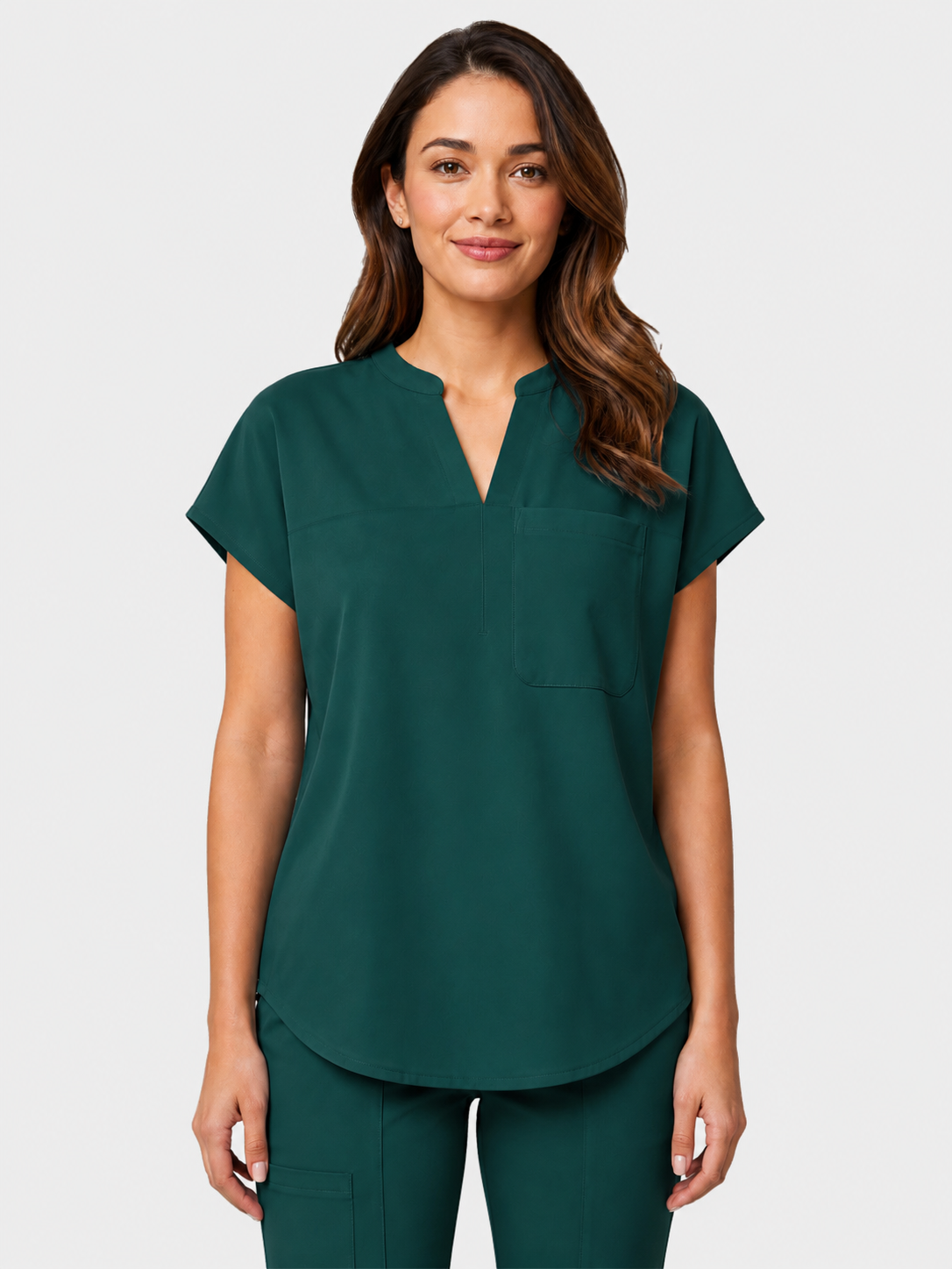 Women's Aegis Diamond Neckline Scrub Top - Cotton Flex Green