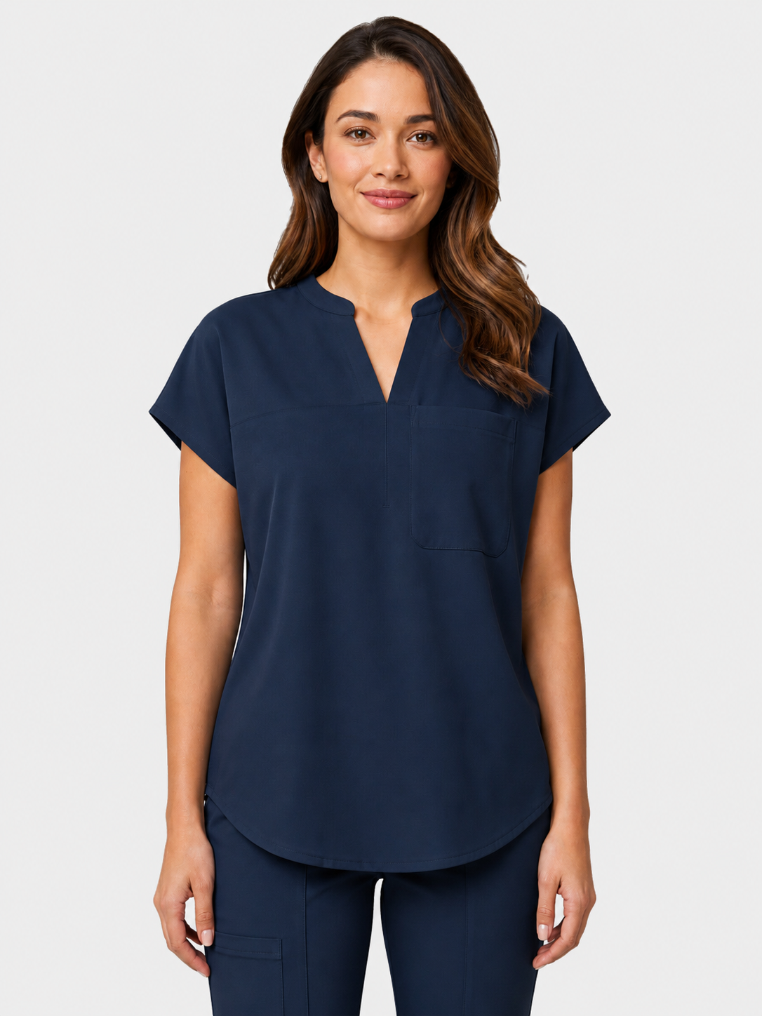 Women's Aegis Diamond Neckline Scrub Top - Cotton Flex Navy Blue