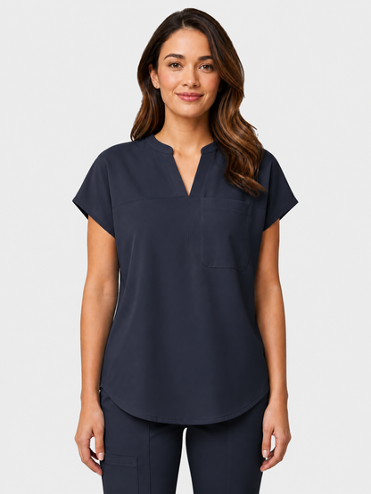 Women's Aegis Diamond Neckline Scrub Top - Cotton Flex Dark Teal