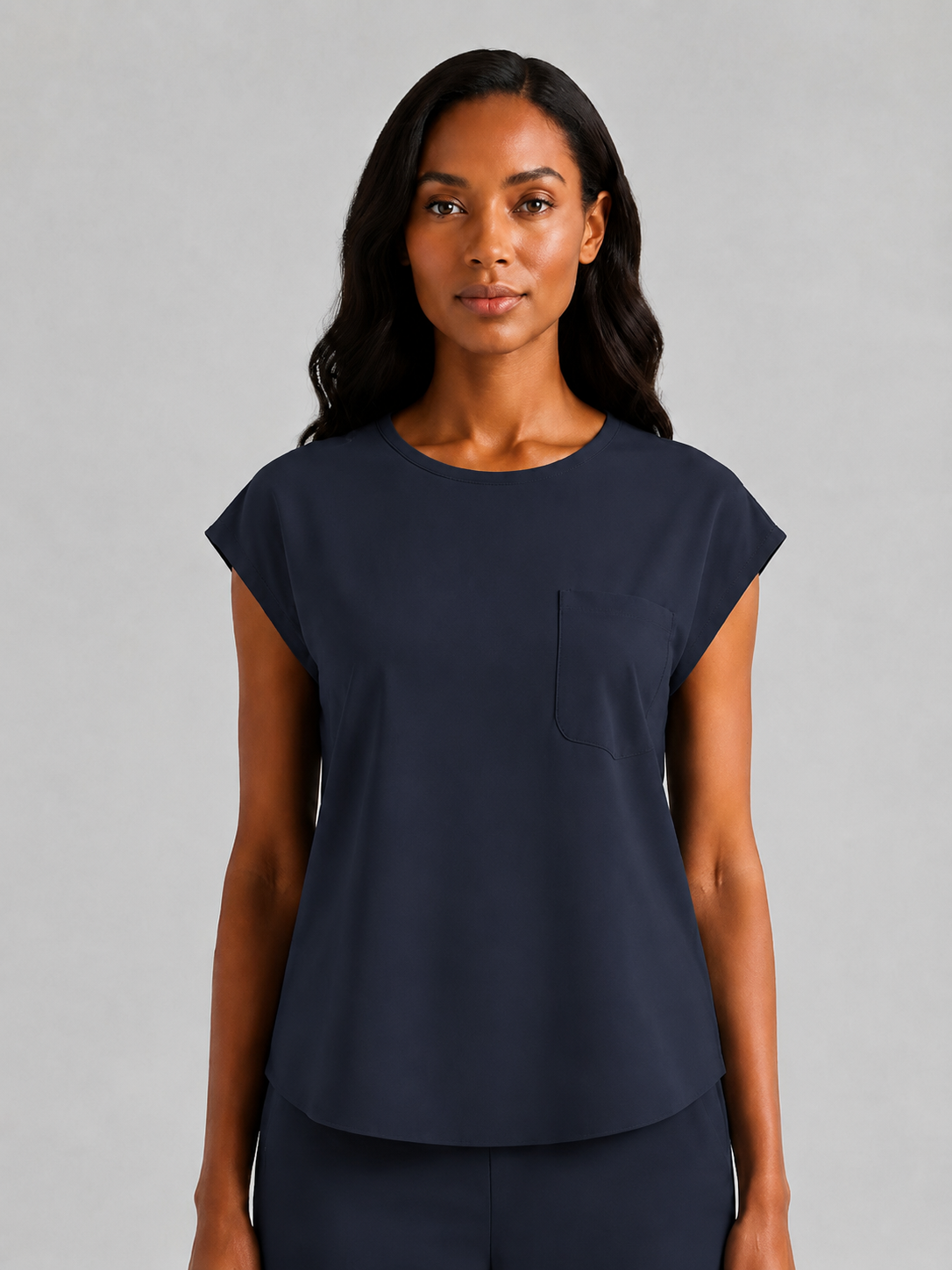 Women's Aegis Cap Sleeve Pocket Scrub Top - Shield Weave Dark Teal