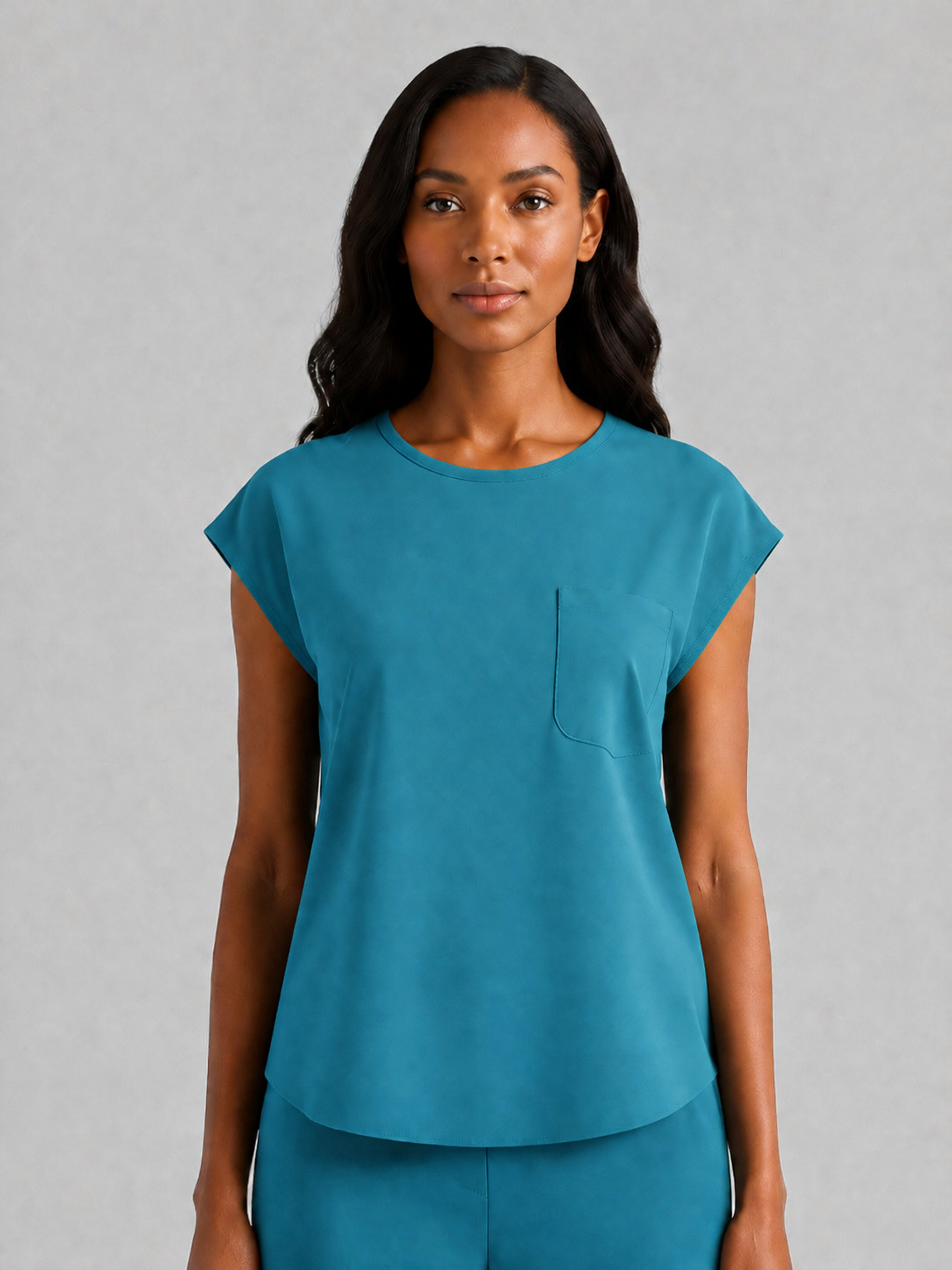 Women's Aegis Cap Sleeve Pocket Scrub Top - Air FlexSky Blue