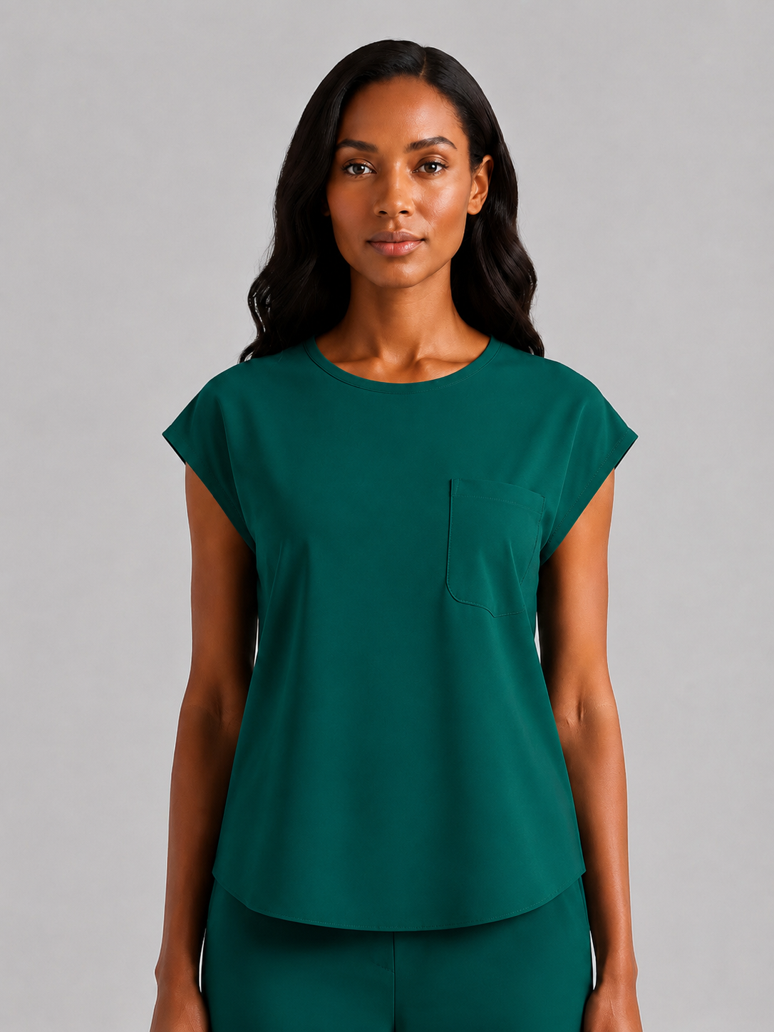 Women's Aegis Cap Sleeve Pocket Scrub Top - Air FlexDark Green