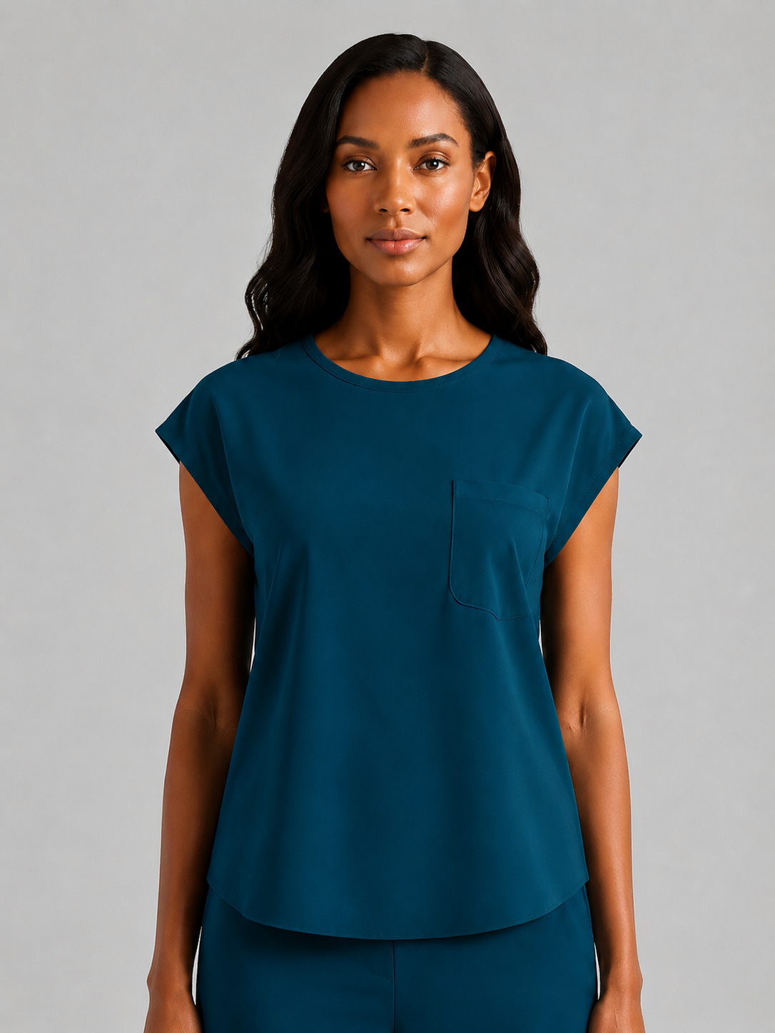 Women's Aegis Cap Sleeve Pocket Scrub Top - Air FlexPeacock Blue