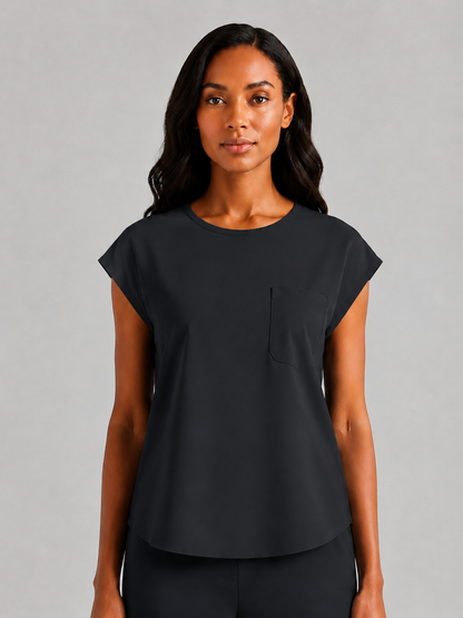 Women's Aegis Cap Sleeve Pocket Scrub Top - Air FlexBlack