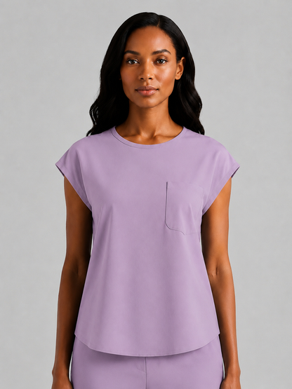 Women's Aegis Cap Sleeve Pocket Scrub Top - Air FlexMauve