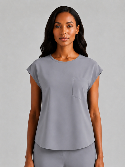 Women's Aegis Cap Sleeve Pocket Scrub Top - Air FlexGray