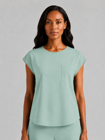 Women's Aegis Cap Sleeve Pocket Scrub Top - Air FlexAqua Green