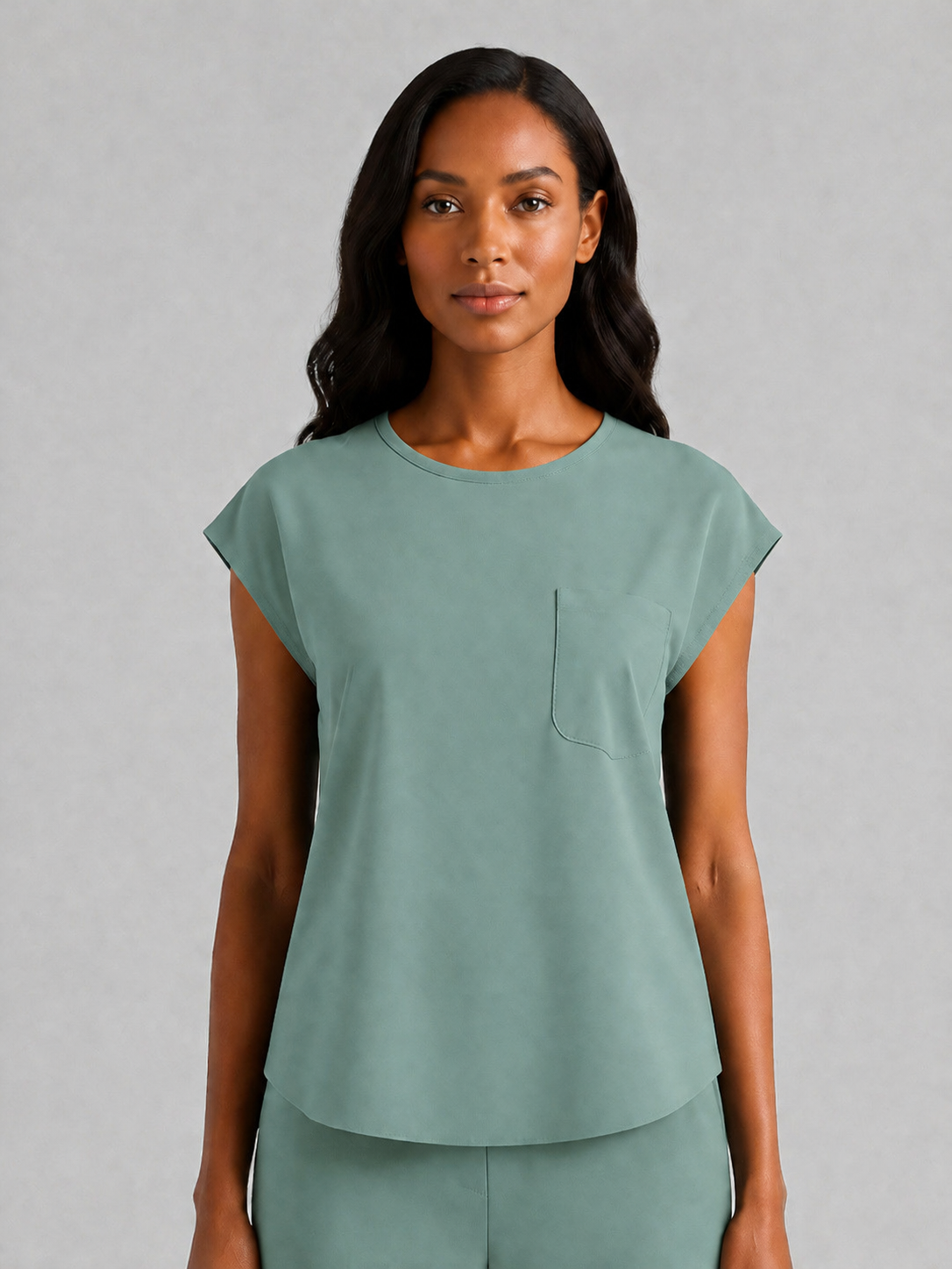 Women's Aegis Cap Sleeve Pocket Scrub Top - Air FlexLotus Green