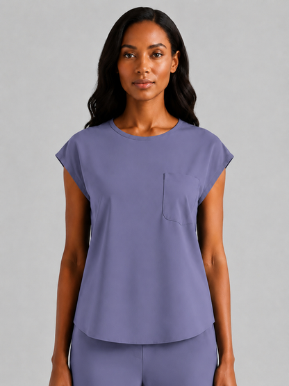 Women's Aegis Cap Sleeve Pocket Scrub Top - Air FlexQuartz Purple