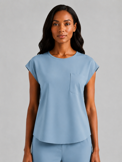 Women's Aegis Cap Sleeve Pocket Scrub Top - Air Flex Heavy Air Force Blue