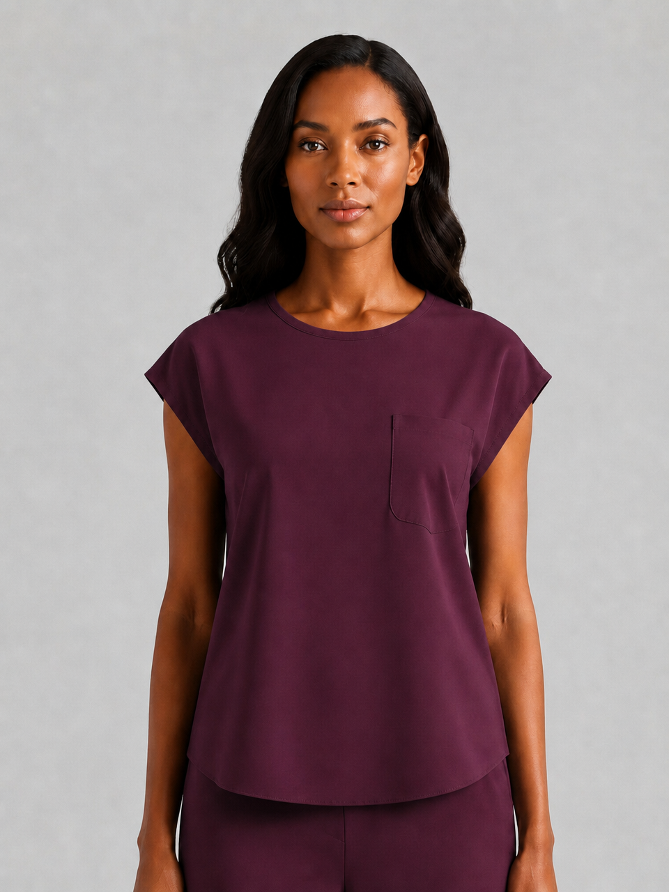 Women's Aegis Cap Sleeve Pocket Scrub Top - Shield Weave Magenta