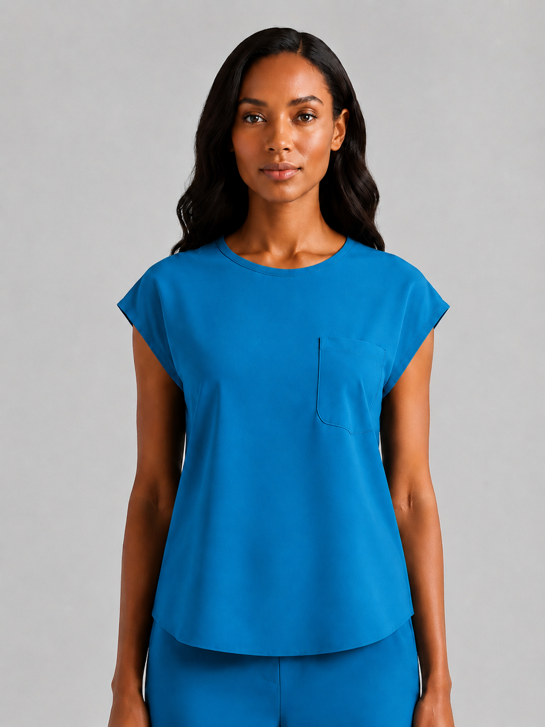 Women's Aegis Cap Sleeve Pocket Scrub Top - Air Flex Heavy Sky Blue