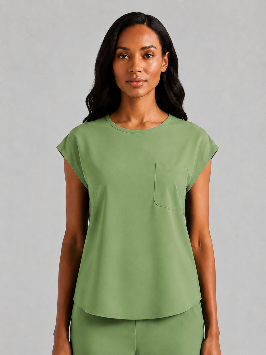 Women's Aegis Cap Sleeve Pocket Scrub Top - Air Flex Heavy Apple Green