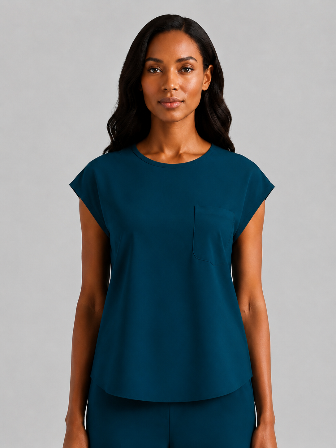 Women's Aegis Cap Sleeve Pocket Scrub Top - Air Flex Heavy Peacock Blue