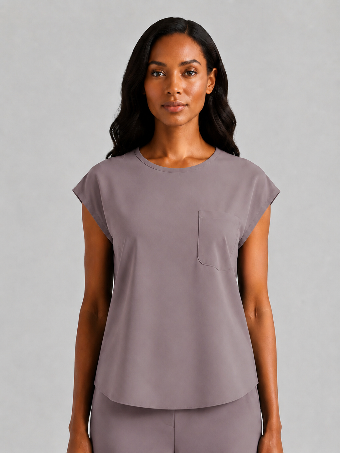 Women's Aegis Cap Sleeve Pocket Scrub Top - Air Flex Heavy Bean Paste