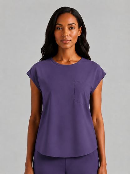 Women's Aegis Cap Sleeve Pocket Scrub Top - Air Flex Heavy Violet