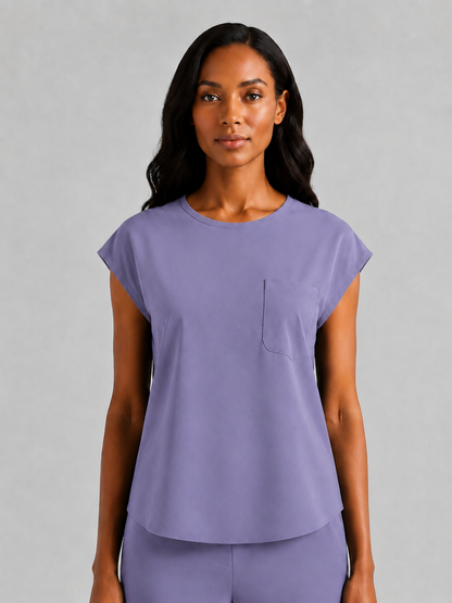 Women's Aegis Cap Sleeve Pocket Scrub Top - Air Flex Heavy Lilac