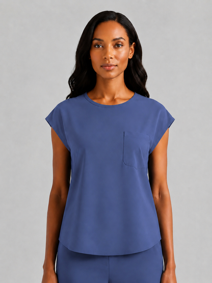 Women's Aegis Cap Sleeve Pocket Scrub Top - Air Flex Heavy Blue Violet