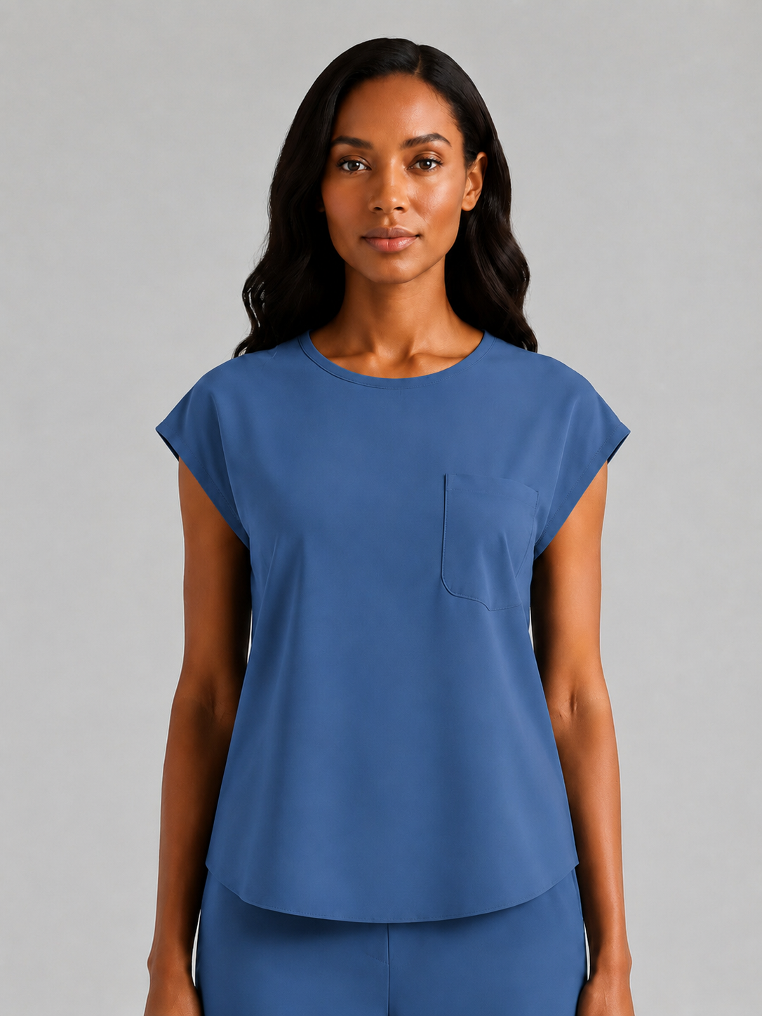 Women's Aegis Cap Sleeve Pocket Scrub Top - Air Flex Heavy Bright Blue