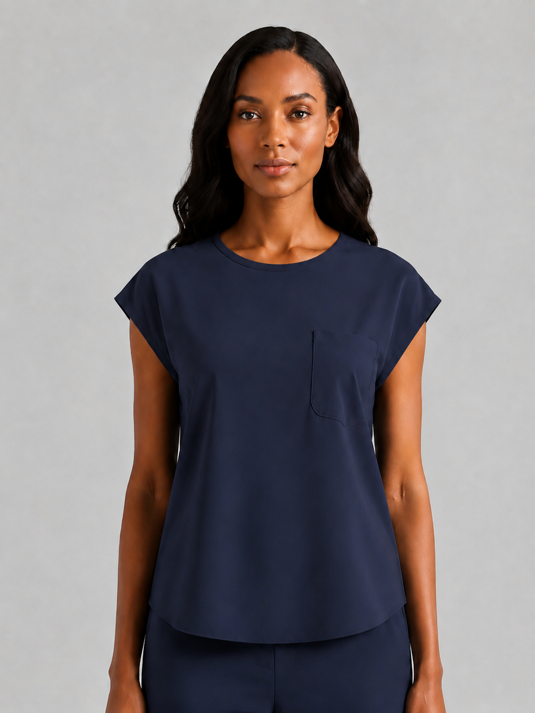 Women's Aegis Cap Sleeve Pocket Scrub Top - Air Flex Heavy Navy Blue