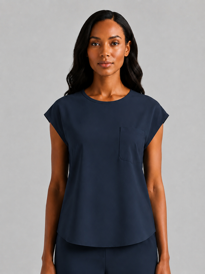 Women's Aegis Cap Sleeve Pocket Scrub Top - Air Flex Heavy Dark Teal