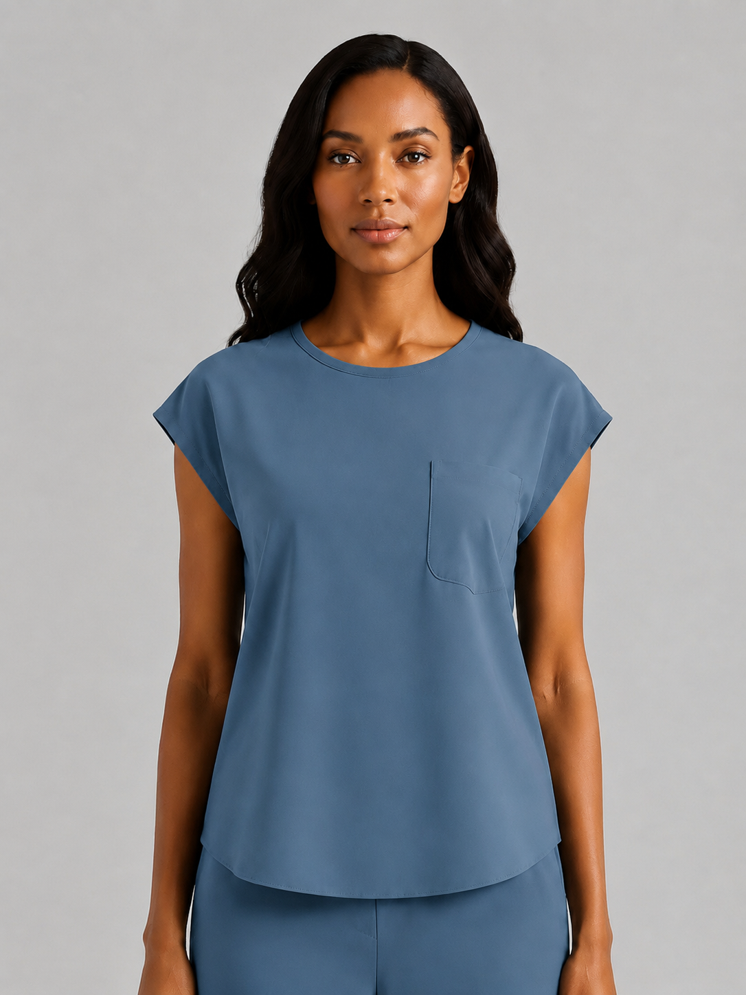 Women's Aegis Cap Sleeve Pocket Scrub Top - Air Flex Heavy Indigo