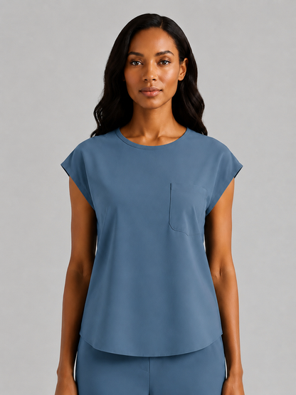 Women's Aegis Cap Sleeve Pocket Scrub Top - Air Flex Heavy Indigo