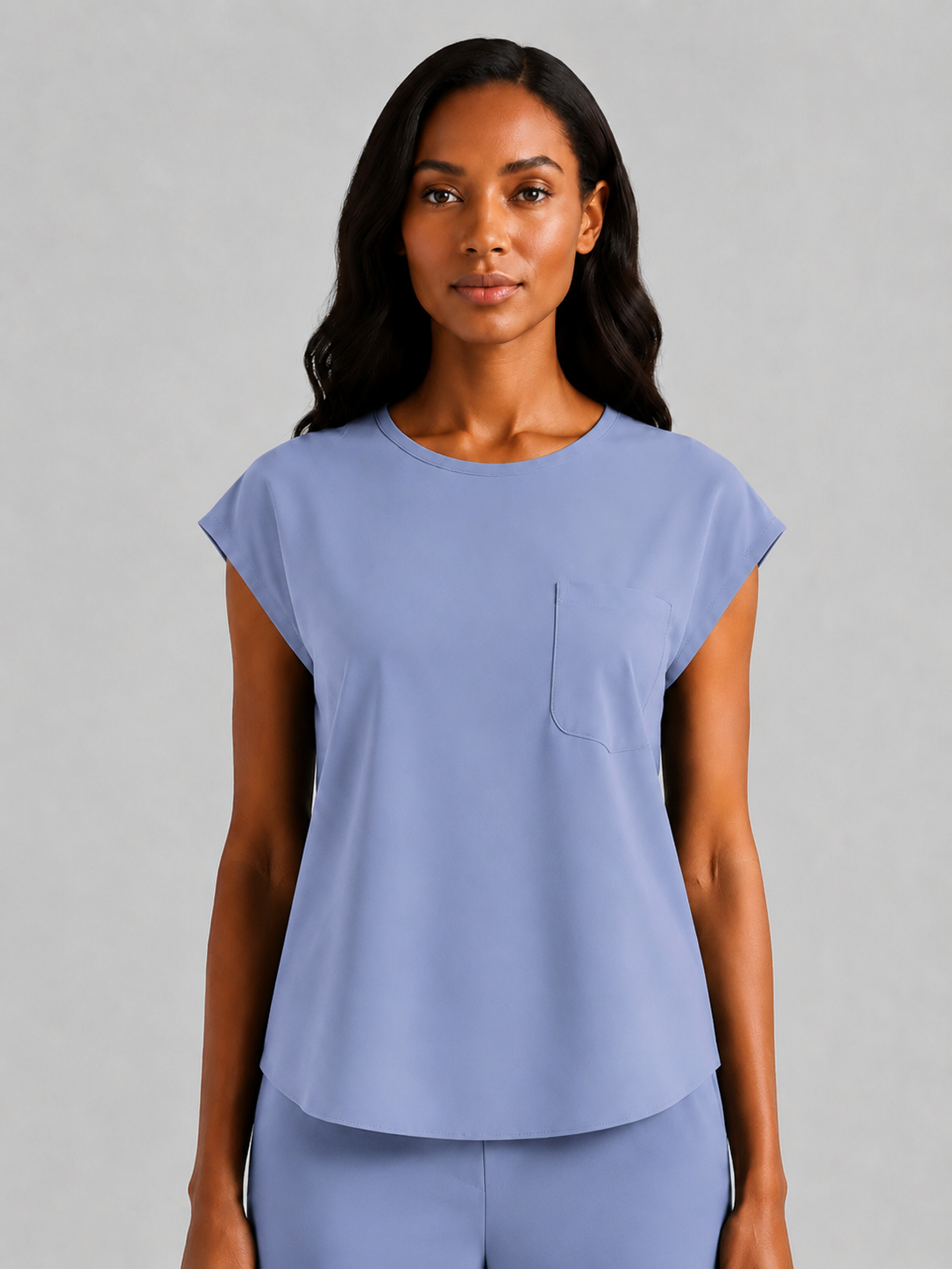 Women's Aegis Cap Sleeve Pocket Scrub Top - Shield Weave Light Purplish Blue