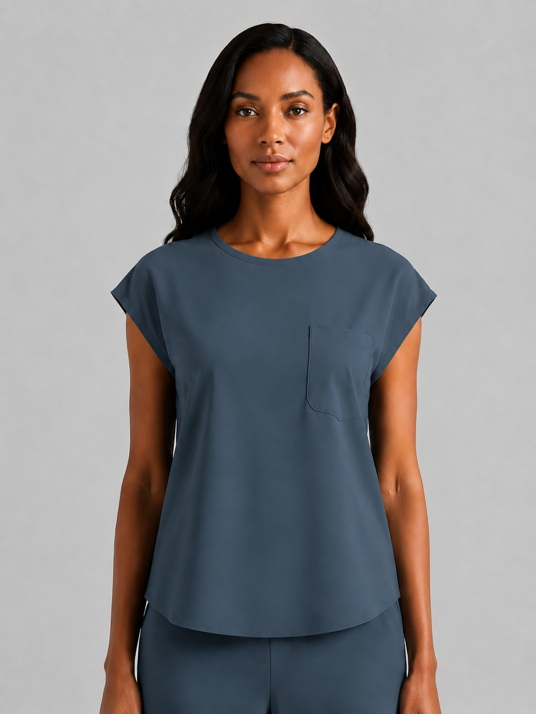 Women's Aegis Cap Sleeve Pocket Scrub Top - Air Flex Heavy Dark Slate Blue