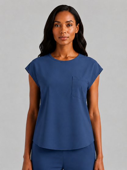 Women's Aegis Cap Sleeve Pocket Scrub Top - Air Flex Heavy Royal Blue